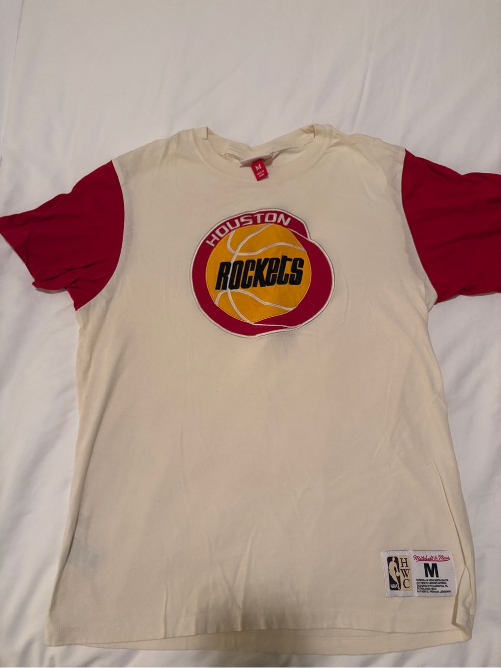 Houston Rockets Mitchell & Ness Cream NBA Patch Tee